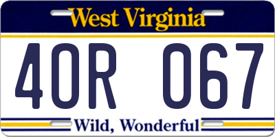 WV license plate 4OR067