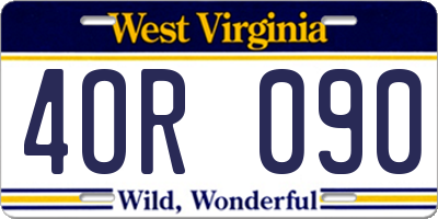 WV license plate 4OR090