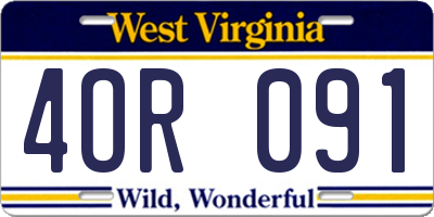 WV license plate 4OR091
