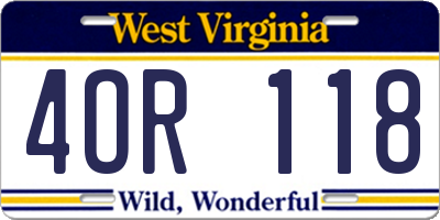 WV license plate 4OR118
