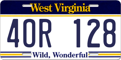 WV license plate 4OR128