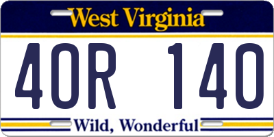 WV license plate 4OR140