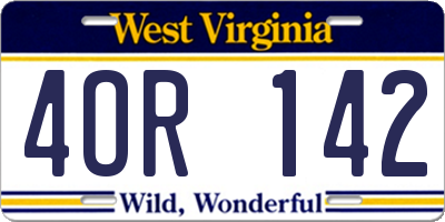 WV license plate 4OR142