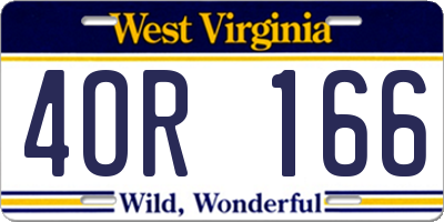 WV license plate 4OR166