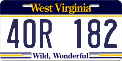 WV license plate 4OR182