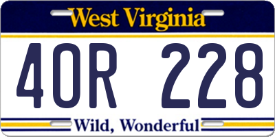 WV license plate 4OR228