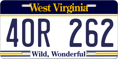 WV license plate 4OR262