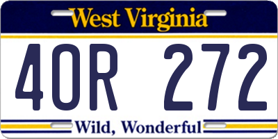 WV license plate 4OR272