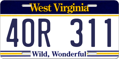 WV license plate 4OR311