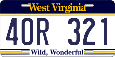 WV license plate 4OR321