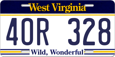 WV license plate 4OR328