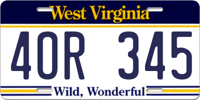 WV license plate 4OR345