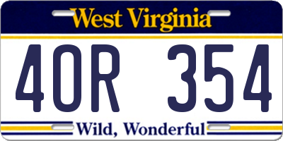 WV license plate 4OR354