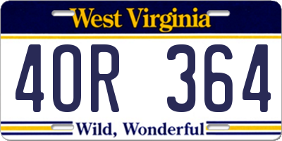 WV license plate 4OR364