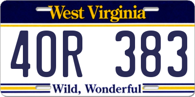 WV license plate 4OR383