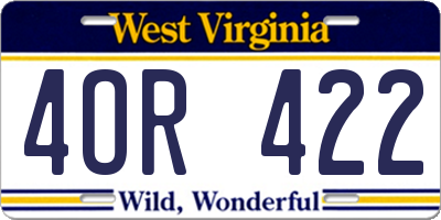 WV license plate 4OR422