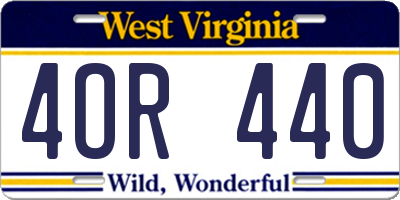WV license plate 4OR440