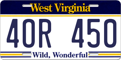 WV license plate 4OR450