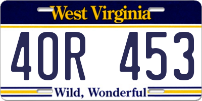 WV license plate 4OR453
