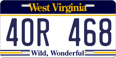 WV license plate 4OR468