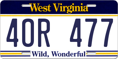 WV license plate 4OR477