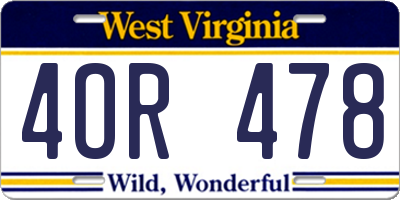 WV license plate 4OR478