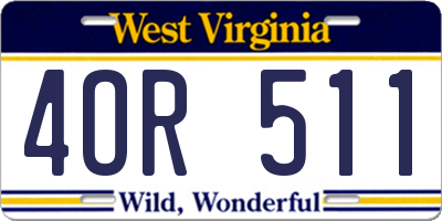 WV license plate 4OR511