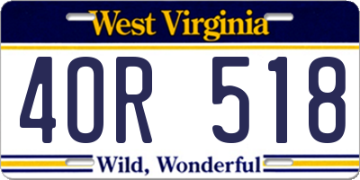 WV license plate 4OR518