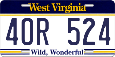 WV license plate 4OR524