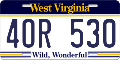 WV license plate 4OR530
