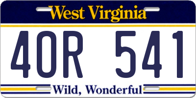 WV license plate 4OR541