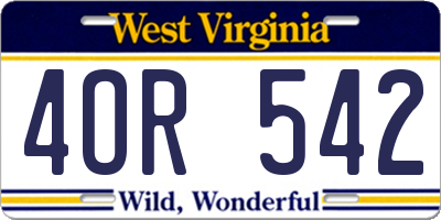 WV license plate 4OR542