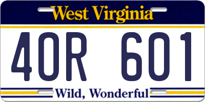 WV license plate 4OR601