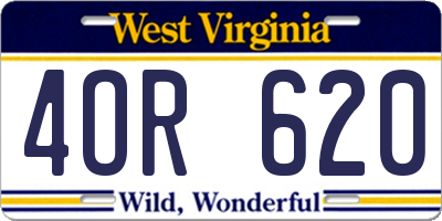 WV license plate 4OR620