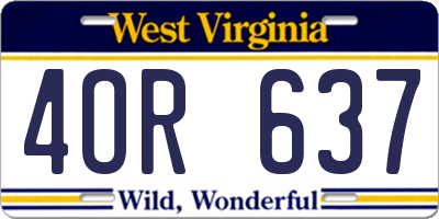 WV license plate 4OR637