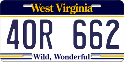 WV license plate 4OR662