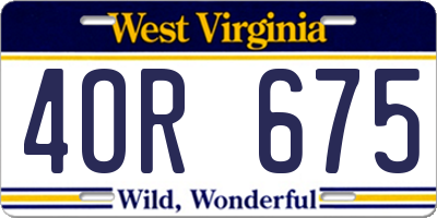WV license plate 4OR675