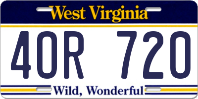 WV license plate 4OR720