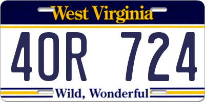 WV license plate 4OR724