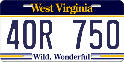 WV license plate 4OR750