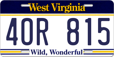 WV license plate 4OR815