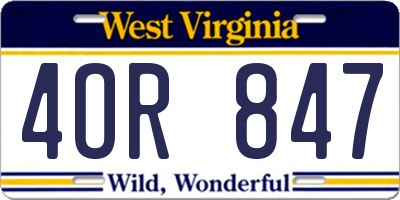 WV license plate 4OR847