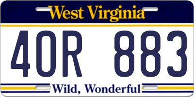WV license plate 4OR883