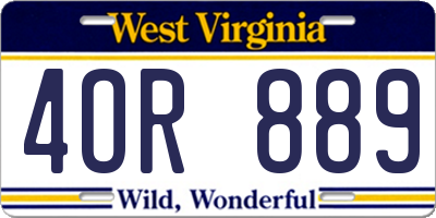WV license plate 4OR889