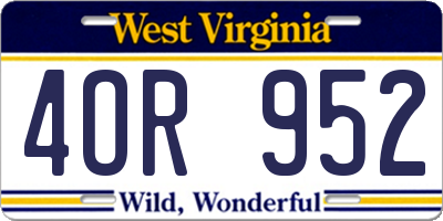 WV license plate 4OR952