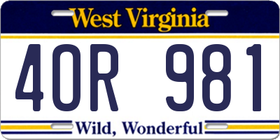 WV license plate 4OR981