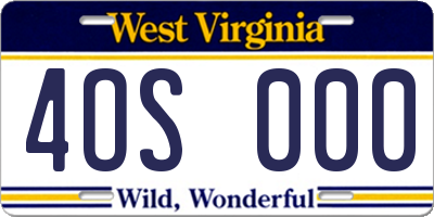 WV license plate 4OS000