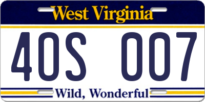 WV license plate 4OS007