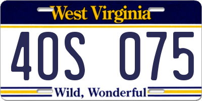 WV license plate 4OS075