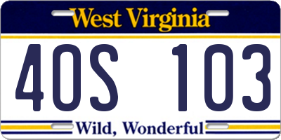 WV license plate 4OS103